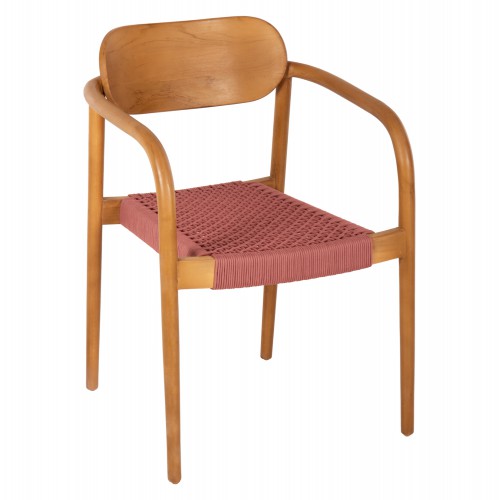 ΠΟΛΥΘΡΟΝΑ OSLO HM9636.06 ΞΥΛΟ TEAK ΦΥΣΙΚΟ & ΡΟΖ ΣΧΟΙΝΙ 55x54x80Yεκ. Σαλόνι