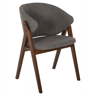 ΣΕΤ ΚΑΡΕΚΛΑ HANA HM9746.02 RUBBERWOOD ΣΕ ΚΑΡΥΔΙ ΧΡΩΜΑ-ΓΚΡΙ ΥΦΑΣΜΑ 55x60x84Yεκ.