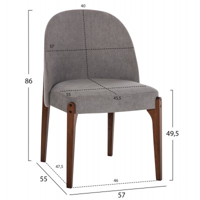 ΣΕΤ ΚΑΡΕΚΛΑ ΤΡΑΠΕΖΑΡΙΑΣ RAMMER HM9744.01 RUBBERWOOD ΣΕ ΚΑΡΥΔΙ-ΓΚΡΙ ΥΦΑΣΜΑ 57x55x86Υεκ.