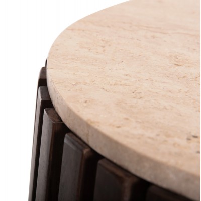 ΒΟΗΘΗΤΙΚΟ ΤΡΑΠΕΖΙ KREST HM9711 ΜΑΣΙΦ ΞΥΛΟ ΑΚΑΚΙΑΣ ΣΕ ΚΑΦΕ-ΤΡΑΒΕΡΤΙΝA Φ50x50Υεκ. Σαλόνι
