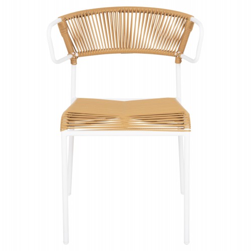 ΚΑΡΕΚΛΑ SUKI HM6053.01 ΜΕΤΑΛΛO ΛΕΥΚΟ KAI ΣΥΝΘ. RATTAN ΣΕ ΦΥΣΙΚΟ 54x62x80Υεκ Εξωτερικού Χώρου