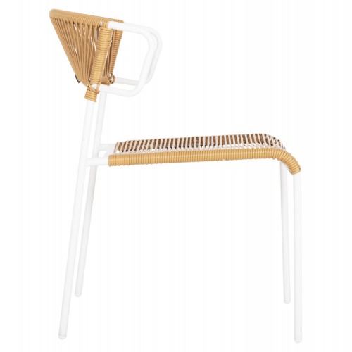 ΚΑΡΕΚΛΑ SUKI HM6053.01 ΜΕΤΑΛΛO ΛΕΥΚΟ KAI ΣΥΝΘ. RATTAN ΣΕ ΦΥΣΙΚΟ 54x62x80Υεκ Εξωτερικού Χώρου