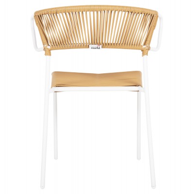 ΚΑΡΕΚΛΑ SUKI HM6053.01 ΜΕΤΑΛΛO ΛΕΥΚΟ KAI ΣΥΝΘ. RATTAN ΣΕ ΦΥΣΙΚΟ 54x62x80Υεκ Εξωτερικού Χώρου