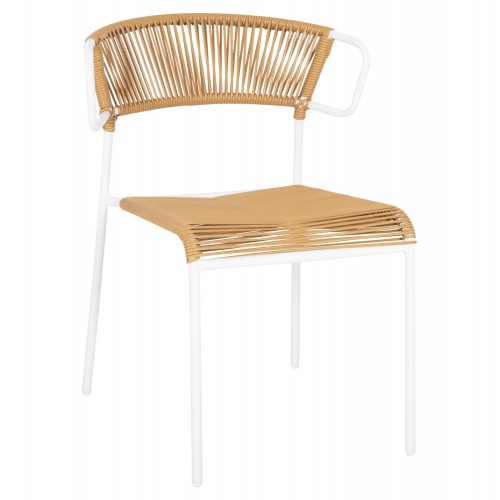 ΚΑΡΕΚΛΑ SUKI HM6053.01 ΜΕΤΑΛΛO ΛΕΥΚΟ KAI ΣΥΝΘ. RATTAN ΣΕ ΦΥΣΙΚΟ 54x62x80Υεκ Εξωτερικού Χώρου