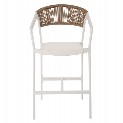 ΣΚΑΜΠΟ ΑΛΟΥΜΙΝΙΟΥ ΛΕΥΚΟ HM5892.32 ΜΕΣ. ΥΨΟΥΣ-ΜE RATTAN & TΕΧΤLINE 57x57x99,5Yεκ. Εξωτερικού Χώρου