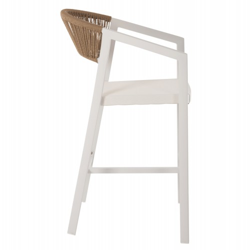 ΣΚΑΜΠΟ ΑΛΟΥΜΙΝΙΟΥ ΛΕΥΚΟ HM5892.32 ΜΕΣ. ΥΨΟΥΣ-ΜE RATTAN & TΕΧΤLINE 57x57x99,5Yεκ. Εξωτερικού Χώρου