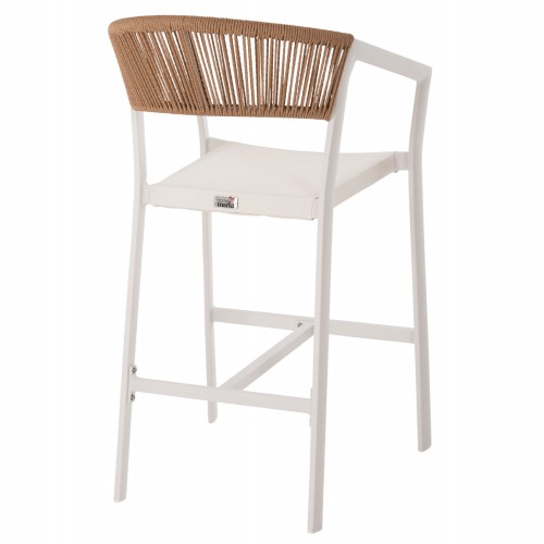 ΣΚΑΜΠΟ ΑΛΟΥΜΙΝΙΟΥ ΛΕΥΚΟ HM5892.32 ΜΕΣ. ΥΨΟΥΣ-ΜE RATTAN & TΕΧΤLINE 57x57x99,5Yεκ. Εξωτερικού Χώρου