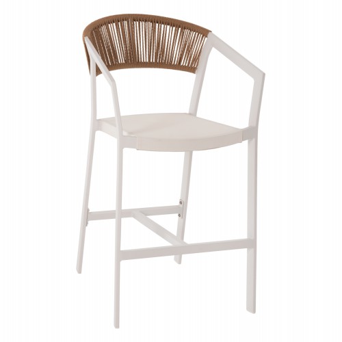 ΣΚΑΜΠΟ ΑΛΟΥΜΙΝΙΟΥ ΛΕΥΚΟ HM5892.32 ΜΕΣ. ΥΨΟΥΣ-ΜE RATTAN & TΕΧΤLINE 57x57x99,5Yεκ. Εξωτερικού Χώρου