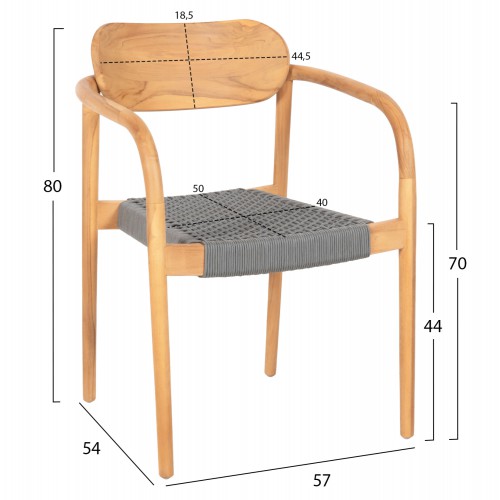 ΠΟΛΥΘΡΟΝΑ OSLO HM9636.08 ΞΥΛΟ TEAK ΦΥΣΙΚΟ & ΓΚΡΙ ΣΧΟΙΝΙ 55x54x80Yεκ. Σαλόνι