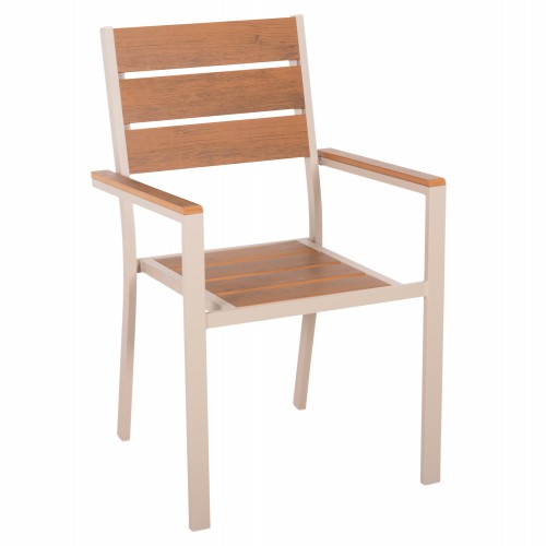 ΠΟΛΥΘΡΟΝΑ ΑΛΟΥΜΙΝΙΟΥ SAGA HM5981.04 ΣΑΜΠΑΝΙ-POLYWOOD ΣΕ ΦΥΣΙΚΟ 55x55x86Υεκ. Εξωτερικού Χώρου