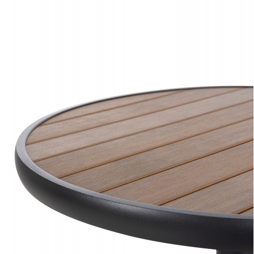 ΤΡΑΠΕΖΙ ΑΛΟΥΜΙΝΙΟΥ ΣΤΡΟΓΓΥΛΟ ALEXA HM6086.01 ΑΝΘΡΑΚΙ-POLYWOOD TOP ΦΥΣΙΚΟ Φ60x73Υεκ. Εξωτερικού Χώρου