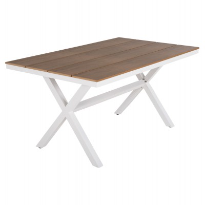 ΤΡΑΠΕΖΙ ΑΛΟΥΜΙΝΙΟΥ ΟΡΘΟΓΩΝΙΟ TAWNEE HM6037.02 ΛΕΥΚΟ-POLYWOOD ΦΥΣΙΚΟ 150x89,5x73Υεκ Εξωτερικού Χώρου