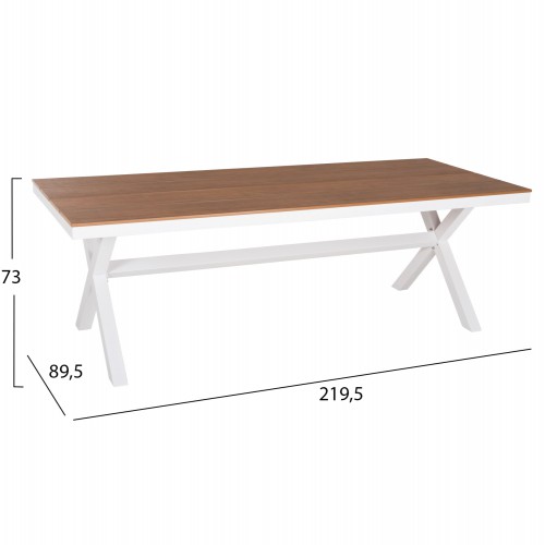 ΤΡΑΠΕΖΙ ΑΛΟΥΜΙΝΙΟΥ ΟΡΘΟΓΩΝΙΟ TAWNEE HM6039.02 ΛΕΥΚΟ-POLYWOOD ΦΥΣΙΚΟ 219,5x89,5x73Υ Εξωτερικού Χώρου