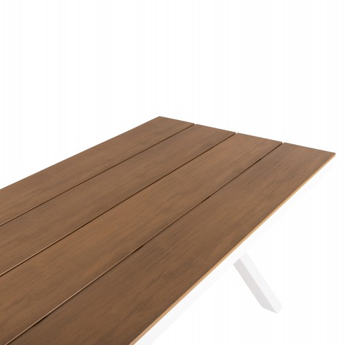 ΤΡΑΠΕΖΙ ΑΛΟΥΜΙΝΙΟΥ ΟΡΘΟΓΩΝΙΟ TAWNEE HM6039.02 ΛΕΥΚΟ-POLYWOOD ΦΥΣΙΚΟ 219,5x89,5x73Υ Εξωτερικού Χώρου