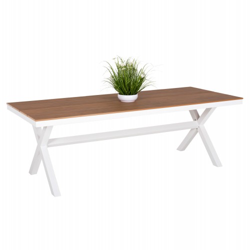 ΤΡΑΠΕΖΙ ΑΛΟΥΜΙΝΙΟΥ ΟΡΘΟΓΩΝΙΟ TAWNEE HM6039.02 ΛΕΥΚΟ-POLYWOOD ΦΥΣΙΚΟ 219,5x89,5x73Υ Εξωτερικού Χώρου