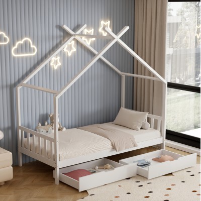 ΚΡΕΒΑΤΙ ΠΑΙΔΙΚΟ KLARICE HM680.03 τ.MONTESSORI-2 ΣΥΡΤΑΡΙΑ-ΞΥΛΟ ΠΕΥΚΟΥ ΛΕΥΚΟ-190x90εκ Παιδικό δωμάτιο