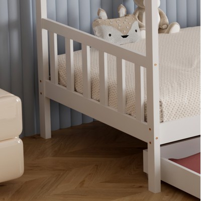 ΚΡΕΒΑΤΙ ΠΑΙΔΙΚΟ KLARICE HM680.03 τ.MONTESSORI-2 ΣΥΡΤΑΡΙΑ-ΞΥΛΟ ΠΕΥΚΟΥ ΛΕΥΚΟ-190x90εκ Παιδικό δωμάτιο