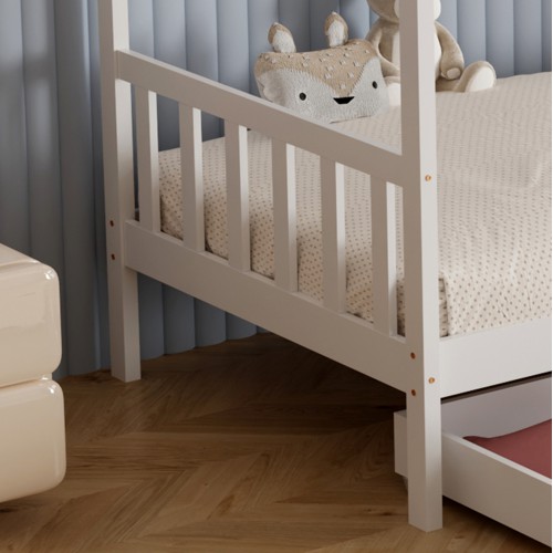 ΚΡΕΒΑΤΙ ΠΑΙΔΙΚΟ KLARICE HM680.03 τ.MONTESSORI-2 ΣΥΡΤΑΡΙΑ-ΞΥΛΟ ΠΕΥΚΟΥ ΛΕΥΚΟ-190x90εκ Παιδικό δωμάτιο