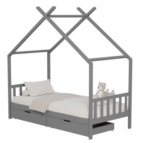 ΚΡΕΒΑΤΙ ΠΑΙΔΙΚΟ KLARICE HM680.05 τ.MONTESSORI-2 ΣΥΡΤΑΡΙΑ- ΞΥΛΟ ΠΕΥΚΟΥ ΓΚΡΙ-190x90εκ Παιδικό δωμάτιο