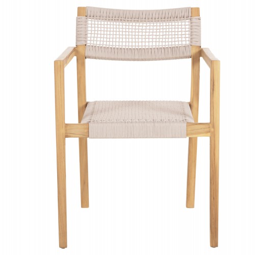 ΠΟΛΥΘΡΟΝΑ CHARLOTTE HM9637.07 ΞΥΛΟ TEAK ΦΥΣΙΚΟ & ΜΠΕΖ ΣΧΟΙΝΙ 58x61x81Yεκ. Σαλόνι