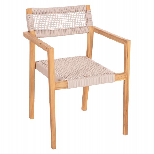 ΠΟΛΥΘΡΟΝΑ CHARLOTTE HM9637.07 ΞΥΛΟ TEAK ΦΥΣΙΚΟ & ΜΠΕΖ ΣΧΟΙΝΙ 58x61x81Yεκ. Σαλόνι