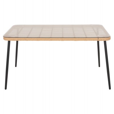 ΤΡΑΠΕΖΙ ΟΡΘΟΓΩΝΙΟ ALLEGRA HM5537.11 ΜΕΤΑΛ.ΜΑΥΡΟ-P.E. RATTAN ΦΥΣΙΚΟ 139,5x79,5x73Υεκ. Εξωτερικού Χώρου