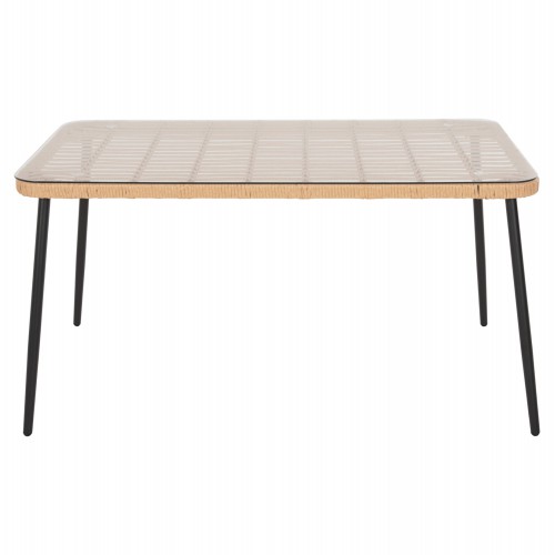 ΤΡΑΠΕΖΙ ΟΡΘΟΓΩΝΙΟ ALLEGRA HM5537.11 ΜΕΤΑΛ.ΜΑΥΡΟ-P.E. RATTAN ΦΥΣΙΚΟ 139,5x79,5x73Υεκ. Εξωτερικού Χώρου