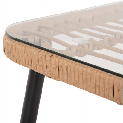 ΤΡΑΠΕΖΙ ΟΡΘΟΓΩΝΙΟ ALLEGRA HM5537.11 ΜΕΤΑΛ.ΜΑΥΡΟ-P.E. RATTAN ΦΥΣΙΚΟ 139,5x79,5x73Υεκ. Εξωτερικού Χώρου