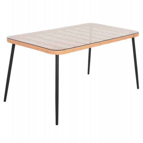ΤΡΑΠΕΖΙ ΟΡΘΟΓΩΝΙΟ ALLEGRA HM5537.11 ΜΕΤΑΛ.ΜΑΥΡΟ-P.E. RATTAN ΦΥΣΙΚΟ 139,5x79,5x73Υεκ. Εξωτερικού Χώρου