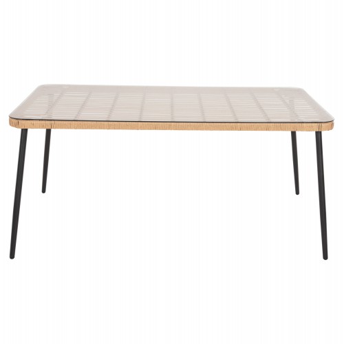 ΤΡΑΠΕΖΙ ΟΡΘΟΓΩΝΙΟ ALLEGRA HM5538.11 ΜΕΤΑΛ.ΜΑΥΡΟ-P.E. RATTAN ΦΥΣΙΚΟ 159,5x89,5x72Υεκ. Εξωτερικού Χώρου