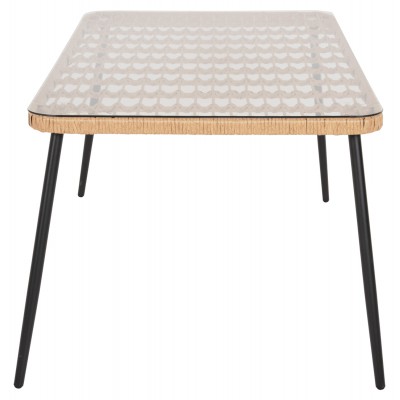ΤΡΑΠΕΖΙ ΟΡΘΟΓΩΝΙΟ ALLEGRA HM5538.11 ΜΕΤΑΛ.ΜΑΥΡΟ-P.E. RATTAN ΦΥΣΙΚΟ 159,5x89,5x72Υεκ. Εξωτερικού Χώρου