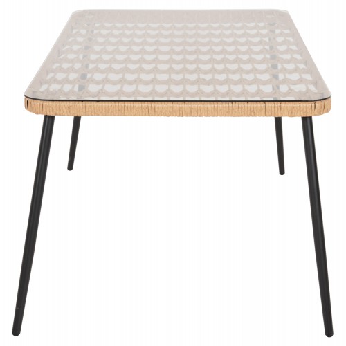 ΤΡΑΠΕΖΙ ΟΡΘΟΓΩΝΙΟ ALLEGRA HM5538.11 ΜΕΤΑΛ.ΜΑΥΡΟ-P.E. RATTAN ΦΥΣΙΚΟ 159,5x89,5x72Υεκ. Εξωτερικού Χώρου