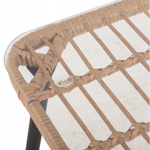 ΤΡΑΠΕΖΙ ΟΡΘΟΓΩΝΙΟ ALLEGRA HM5538.11 ΜΕΤΑΛ.ΜΑΥΡΟ-P.E. RATTAN ΦΥΣΙΚΟ 159,5x89,5x72Υεκ. Εξωτερικού Χώρου