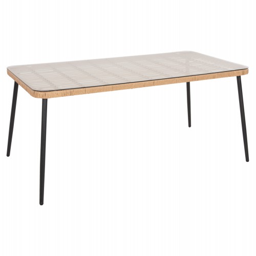 ΤΡΑΠΕΖΙ ΟΡΘΟΓΩΝΙΟ ALLEGRA HM5538.11 ΜΕΤΑΛ.ΜΑΥΡΟ-P.E. RATTAN ΦΥΣΙΚΟ 159,5x89,5x72Υεκ. Εξωτερικού Χώρου