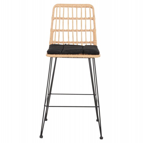 ΣΚΑΜΠΟ ΜΕΣ.ΥΨΟΥΣ ALLEGRA HM5643.11 ΜΕΤΑΛΛΟ&ΜΑΞΙΛΑΡΙ ΜΑΥΡΟ-WICKER ΜΠΕΖ 50x55x103Υεκ. Εξωτερικού Χώρου