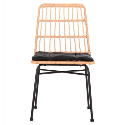ΚΑΡΕΚΛΑ ALLEGRA HM5705.11 ΜΑΥΡΗ ΜΕΤΑΛΛΙΚΗ ΜΕ ΜΑΞΙΛΑΡΙ-WICKER ΜΠΕΖ 46,5x50x85Υεκ. Εξωτερικού Χώρου