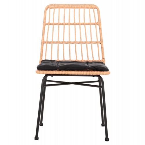 ΚΑΡΕΚΛΑ ALLEGRA HM5705.11 ΜΑΥΡΗ ΜΕΤΑΛΛΙΚΗ ΜΕ ΜΑΞΙΛΑΡΙ-WICKER ΜΠΕΖ 46,5x50x85Υεκ. Εξωτερικού Χώρου