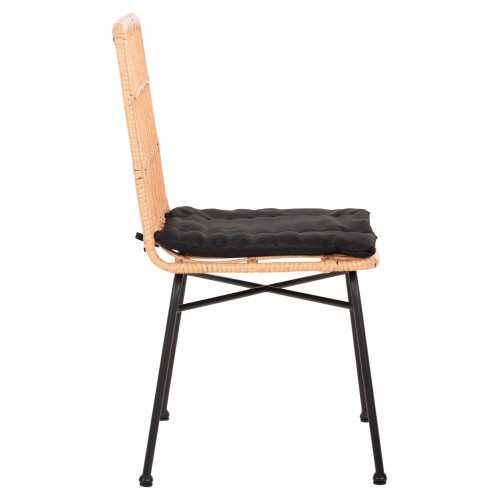 ΚΑΡΕΚΛΑ ALLEGRA HM5705.11 ΜΑΥΡΗ ΜΕΤΑΛΛΙΚΗ ΜΕ ΜΑΞΙΛΑΡΙ-WICKER ΜΠΕΖ 46,5x50x85Υεκ. Εξωτερικού Χώρου