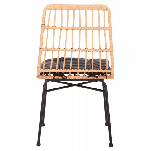 ΚΑΡΕΚΛΑ ALLEGRA HM5705.11 ΜΑΥΡΗ ΜΕΤΑΛΛΙΚΗ ΜΕ ΜΑΞΙΛΑΡΙ-WICKER ΜΠΕΖ 46,5x50x85Υεκ. Εξωτερικού Χώρου