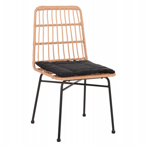 ΚΑΡΕΚΛΑ ALLEGRA HM5705.11 ΜΑΥΡΗ ΜΕΤΑΛΛΙΚΗ ΜΕ ΜΑΞΙΛΑΡΙ-WICKER ΜΠΕΖ 46,5x50x85Υεκ. Εξωτερικού Χώρου