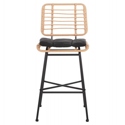 ΣΚΑΜΠΟ ΜΠΑΡ ΜΕΣ.ΥΨΟΥΣ ALLEGRA HM5709.11 ΜΕΤΑΛΛΟ&ΜΑΞΙΛΑΡΙ ΜΑΥΡΟ-WICKER ΜΠΕΖ 46x46x99Υεκ Εξωτερικού Χώρου