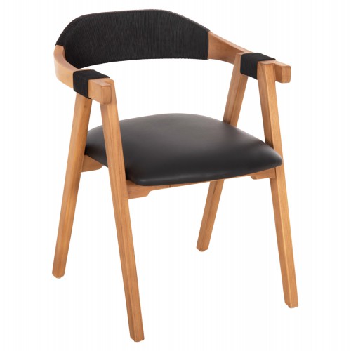 ΠΟΛΥΘΡΟΝΑ RIMINI HM9867.02 ΞΥΛΟ TEAK ΦΥΣΙΚΟ-ΜΑΥΡΟ ΣΧΟΙΝΙ & PU ΚΑΘΙΣΜΑ 60x61x76Υεκ. Σαλόνι
