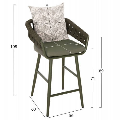 ΣΚΑΜΠΟ ΑΛΟΥΜΙΝΙΟΥ CAMDEN HM6142.09 ΜΑΞΙΛΑΡΙ ΜΕ PRINT-DARK OLIVE 56x60x108Υεκ. Εξωτερικού Χώρου