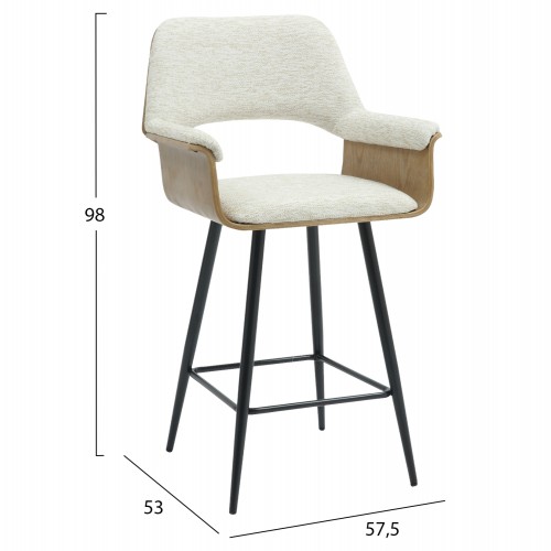 ΣΚΑΜΠΟ ΜΠΑΡ ΜΕΣ.ΥΨΟΥΣ CLIPP HM9987.02 ΜΑΥΡΑ ΜΕΤΑΛ.ΠΟΔΙΑ-ΕΚΡΟΥ ΥΦΑΣΜΑ 57,5x53x98Υεκ Τραπεζαρία