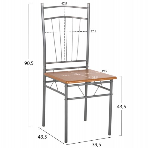 ΣΕΤ ΤΡΑΠΕΖΑΡΙΑΣ 5ΤΜΧ PEARY HM9416.12 ΜΕΤΑΛΛΟ ΑΣΗΜΙ-MDF ΣΟΝΑΜΑ 110x60x74Yεκ. Τραπεζαρία