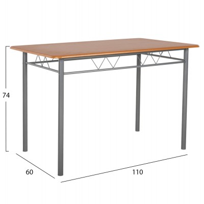 ΣΕΤ ΤΡΑΠΕΖΑΡΙΑΣ 5ΤΜΧ PEARY HM9416.12 ΜΕΤΑΛΛΟ ΑΣΗΜΙ-MDF ΣΟΝΑΜΑ 110x60x74Yεκ. Τραπεζαρία
