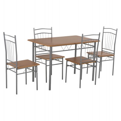 ΣΕΤ ΤΡΑΠΕΖΑΡΙΑΣ 5ΤΜΧ PEARY HM9416.12 ΜΕΤΑΛΛΟ ΑΣΗΜΙ-MDF ΣΟΝΑΜΑ 110x60x74Yεκ. Τραπεζαρία