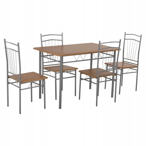 ΣΕΤ ΤΡΑΠΕΖΑΡΙΑΣ 5ΤΜΧ PEARY HM9416.12 ΜΕΤΑΛΛΟ ΑΣΗΜΙ-MDF ΣΟΝΑΜΑ 110x60x74Yεκ. Τραπεζαρία