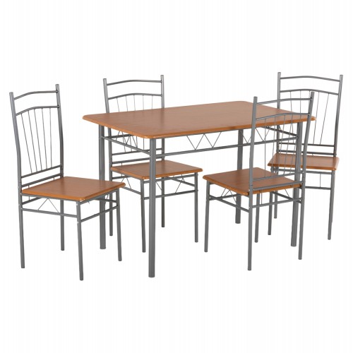 ΣΕΤ ΤΡΑΠΕΖΑΡΙΑΣ 5ΤΜΧ PEARY HM9416.12 ΜΕΤΑΛΛΟ ΑΣΗΜΙ-MDF ΣΟΝΑΜΑ 110x60x74Yεκ. Τραπεζαρία