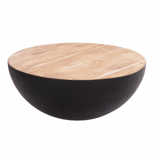 ΔΙΑΚΟΣΜΗΤΙΚΟ ΤΡΑΠΕΖΙ ΣΑΛΟΝΙΟΥ BOWL Φ90X37,5Yεκ. ΜΑΥΡΟ ΜΕ ΞΥΛΟ ΑΚΑΚΙΑΣ HM8717.21 Σαλόνι